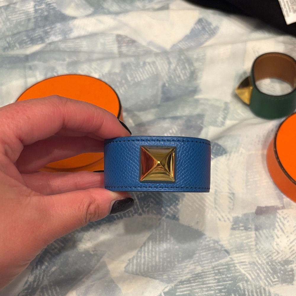 Hermes Blue Bracelet with Gold Accent